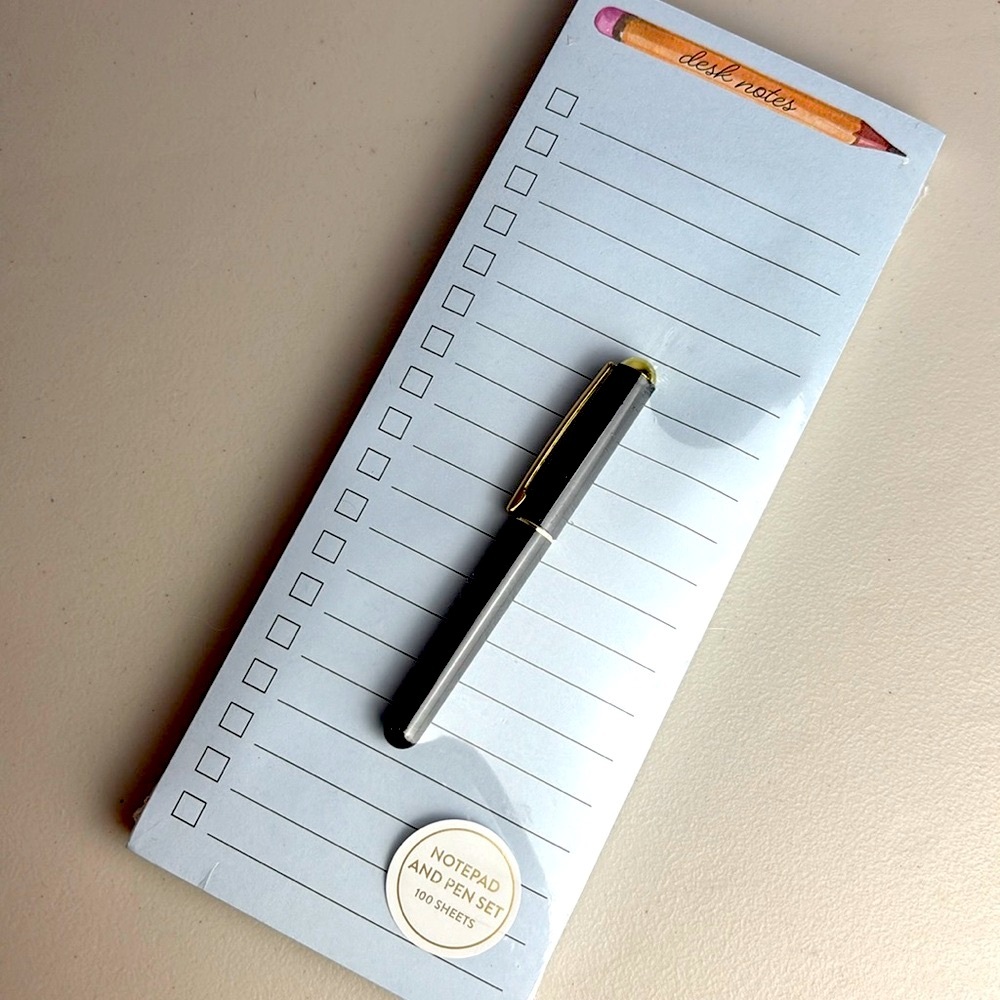 Eccolo Desk Notes Magnetic Notepad and Black Pen Set